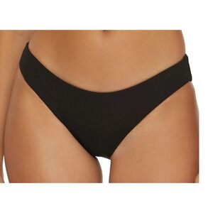 Becca by Rebecca‎ Virtue Adela Hipster Bikini Bottom Small Black Ribbed Low Rise